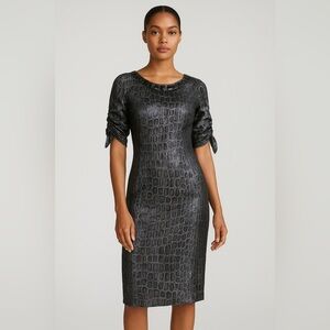 Blumarine Delilah Metallic Croc-Embossed Cocktail Dress/ Size 4